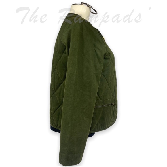 Company Ellen Tracy Quilted Hunter Green Army Zip-up Jacket Size Petite 6 - Picture 7 of 12